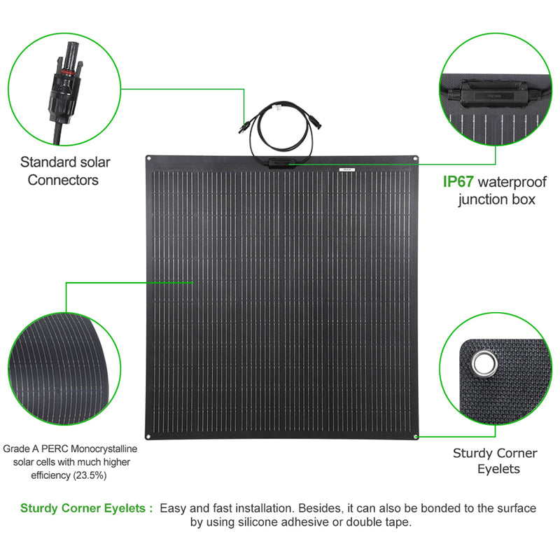 300W Flexibles Solarpanel, Neueste Technologie, biegbar bis zu 250°