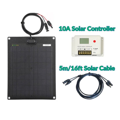 20W 12V Schwarzes biegsames Solarpanel