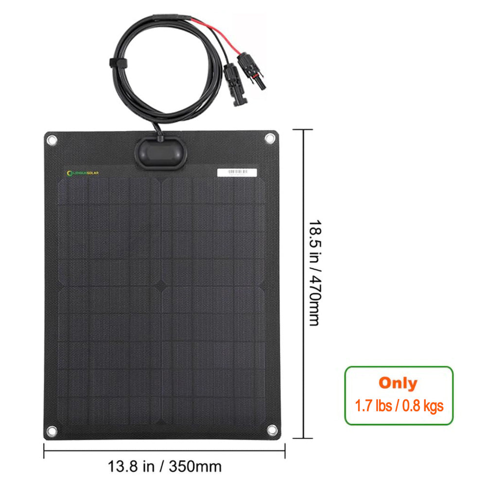 20W 12V Schwarzes biegsames Solarpanel