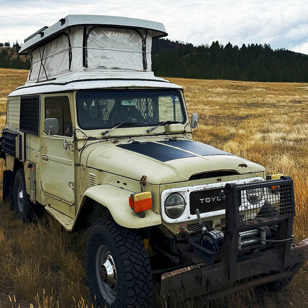 Toyota Land Cruiser FJ40 Lensun 80W Bonnet Flexible Solar Panel
