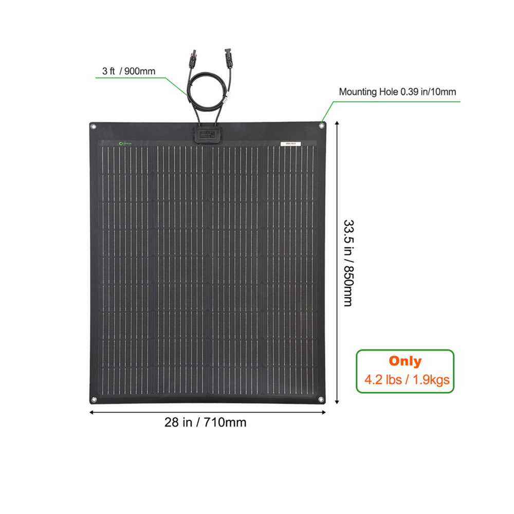 100W Flexible Solar Panel, PERC 9BB Solar Cell