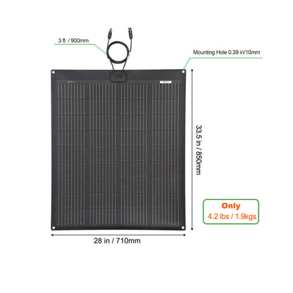100W Flexible Solar Panel, PERC 9BB Solar Cell