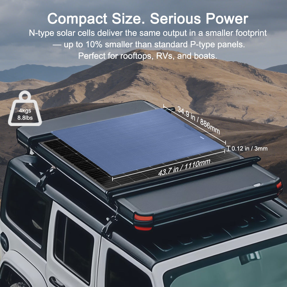 400W (2x200W) flexibles Solarpanel, fortschrittliche N-Typ-Zelle 25% Wirkungsgrad