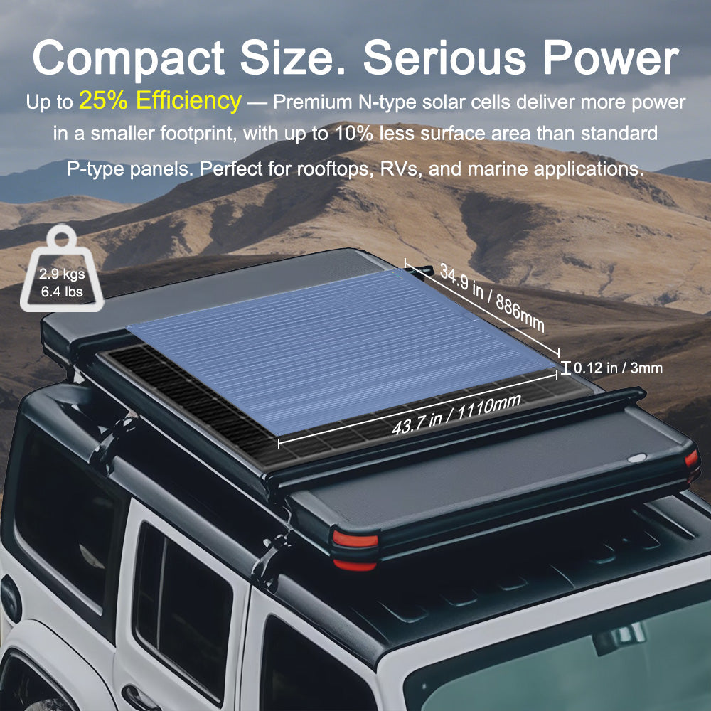 200W Flexibles Solarpanel, Fortschrittliche N-Typ-Solarzellen 25 % Effizienz