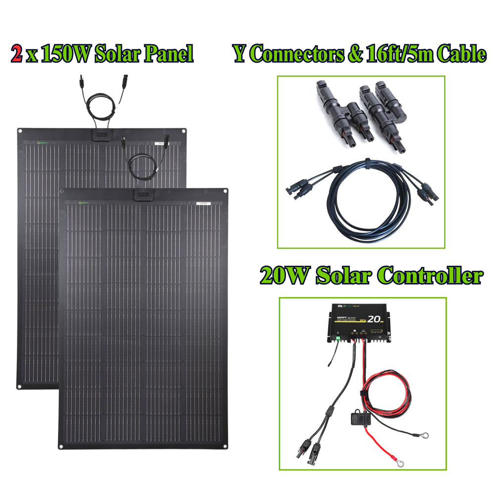 Fora Solar 300W (2x150W) Flexibles Solarpanel Dachzeltmontage