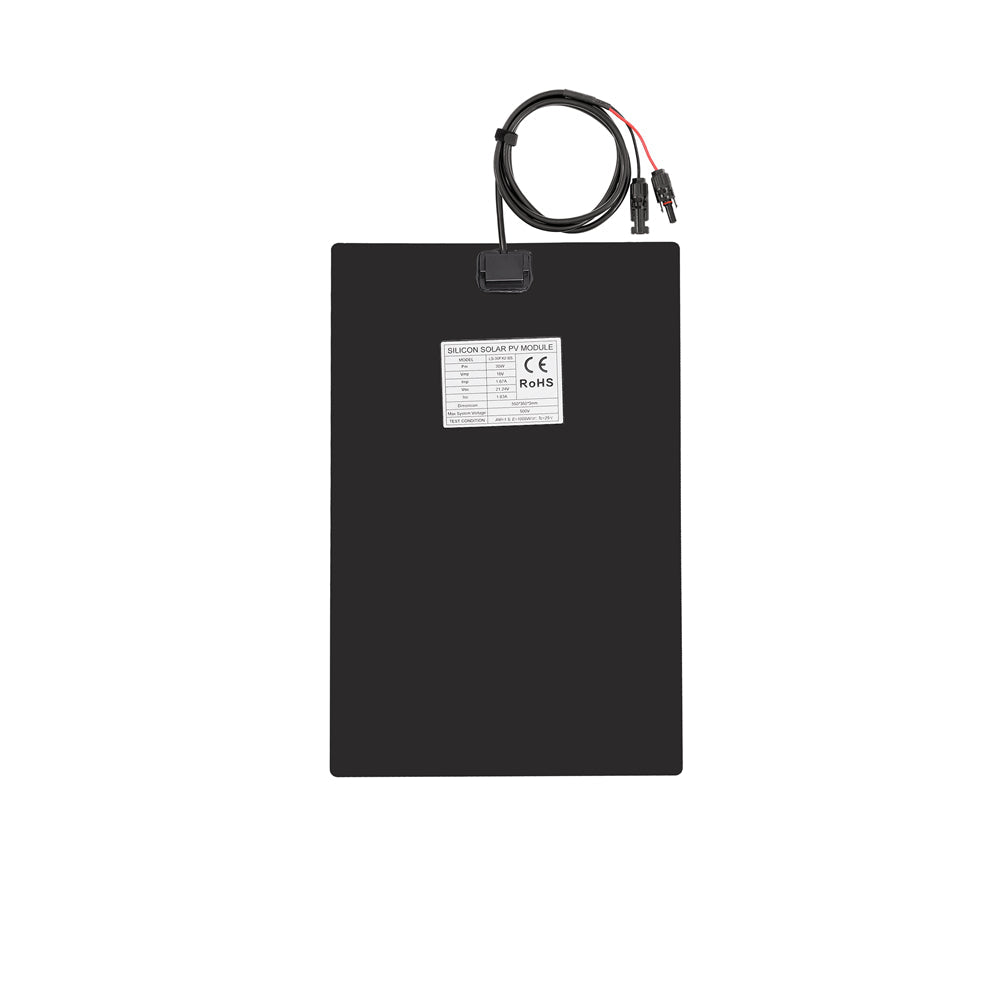 30W 12V Flexibles Solarpanel, Kabel auf der Rückseite