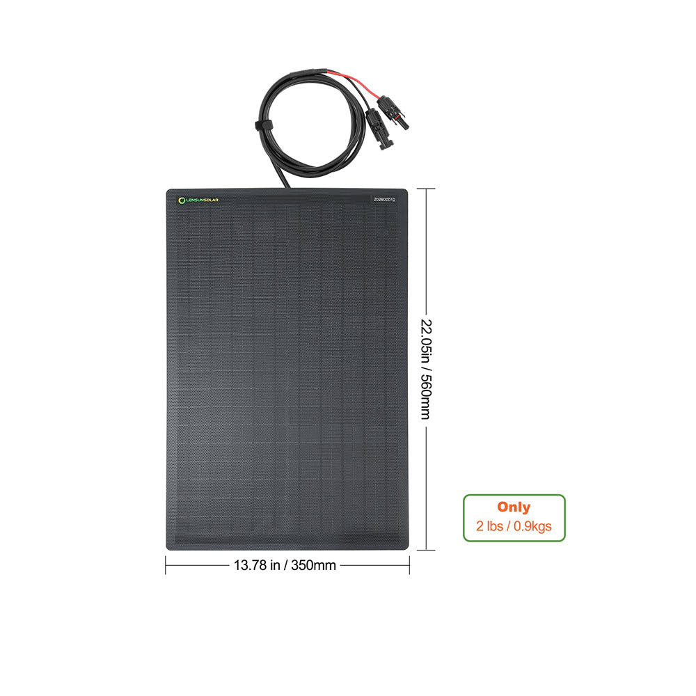 30W 12V Flexibles Solarpanel, Kabel auf der Rückseite