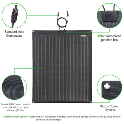 100W Flexible Solar Panel, PERC 9BB Solar Cell