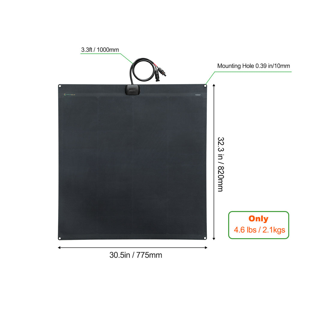 120W Full Black Flexible Solar Panel, 25.8% Back Contact Solar Cell