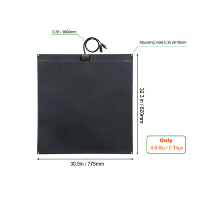 120W Full Black Flexible Solar Panel, 25.8% Back Contact Solar Cell