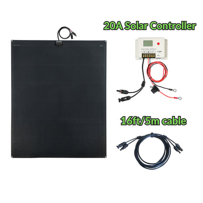 240W 12V Vollschwarzes flexibles Solarpanel, 25,8% BC Solarzelle