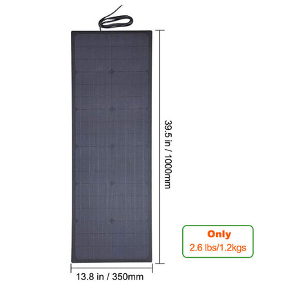 55W 12V Flexibles Solarpanel mit rückseitigem Kabel