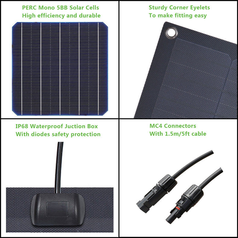 30 W 12 V flexibles Solarpanel schwarz